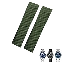 19mm 20mm 21mm Curved End Rubber Watchband for Longines Conquest HydroConquest L3 Black Green Silicone Watch Strap (Color : Green Without Buckle, Size : 20mm)