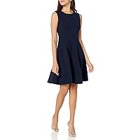 Tommy Hilfiger Women's Petite Fit and Flare Dress, Sky Captain