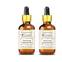 Pure Lime Essential Oil (Citrus aurantifolia) with Glass Dropper Steam Distilled (Pack of Two) 100ml X 2 (6.76 oz)