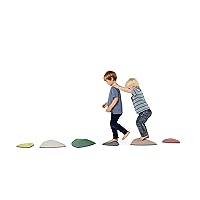 GONGE River Stones - The Original Kids Play Stepping Stones for Balance and Coordination, Non-Slip Bottom, Stackable, for Indoor and Outdoor, Set of 6 - Nordic