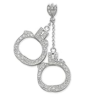 925 Sterling Silver Polished CZ Cubic Zirconia Simulated Diamond Handcuff Pendant Necklace Measures 72x29.3mm Wide Jewelry Gifts for Women