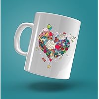 Colorful Heart Printed Black Ceramic Coffee Mug : Size (325ML)