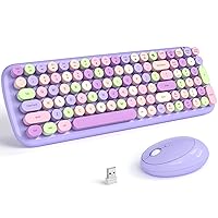 KNOWSQT Wireless Keyboard and Mouse Combo, Light Purple 100 Keys 2.4 GHz Round Keycap Typewriter Keyboards, USB Receiver Plug and Play, for Windows, PC, Laptop, Mac, Desktop