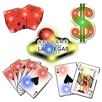 Vegas Style Flashing Light Brooches for Poker, Blackjack, & Dice Games Party and Fashion Accessories Pack of 5