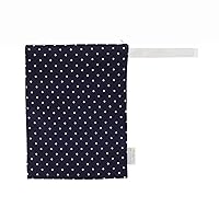 Itzy Ritzy Sealed Wet Bag with Adjustable Handle – Washable and Reusable Wet Bag with Water Resistant Lining Ideal for Swimwear, Diapers, Gym Clothes & Toiletries; Measures 11” x 14”, Navy Dots