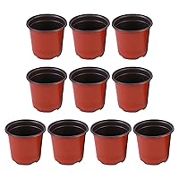 10 Pack Nursery Pot for Plants, 7 Inch Small Seedling Pots Garden Flower Pots Indoor Outdoor Seed Starting Planters with Drainage Holes (Red Black)