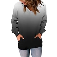 Lightweight Sweatshirts For Women Ladies Fashionable Casual Long Sleeve Printed V-Neck Sweatshirt Top