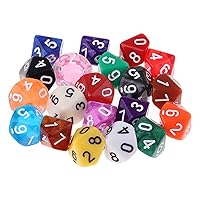 Acrylic 10-Sided Numbers Dice Multi-Faceted Dice Transparent Digital Dice Game Accessories Dice, for Table Game Kids Math Practice 20PCS dice
