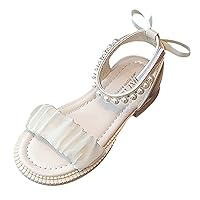 Girls Sandals Pearl Lace Princess Dress Shoes Open Toe Mary Jane Sandals Kids School Party Wedding Dance Shoes