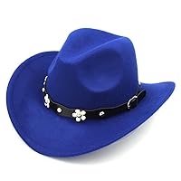 Kids Children Western Cowboy Hat Girls Cowgirl Cap w/Flower Studded Leather Belt Decorations for Halloween Birthday Party