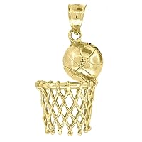 10k Yellow Gold Mens Basketball Sports Charm Pendant Necklace Measures 32.2x17.40mm Wide Jewelry for Men