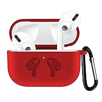 Case Compatible with Airpods PRO case,Front LED Visible with Anti-Lost Carabiner Protective Thicken Cover Soft Silicone Chargeable Headphone Case for Apple Airpods PRO Charging Case (red)