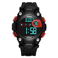 [Child] Digital Watches,Boy Waterproof Luminous Running [Movement] Watch Pin Buckle Strap-D