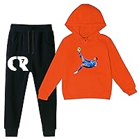 ENDOH Child Graphic Hoodie-Boys,Cristiano Ronaldo Fleece Sweatshirt + Sweatpants Set Pullover Tops with Pocket