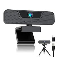 4K UHD Webcam with 4 Noise-Canceling Microphones,Privacy Cover,Tripod,AutoFocus,85° 8MP Computer Web Camera,Plug and Play,4K USB C Streaming Webcam for PC/Mac/Laptop/Teams/Zoom/YouTube