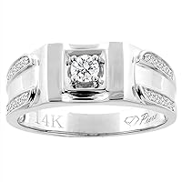 PIERA 14K White Gold Men's Diamond Ring 0.33 cttw 5/16 inch wide, sizes 9-14