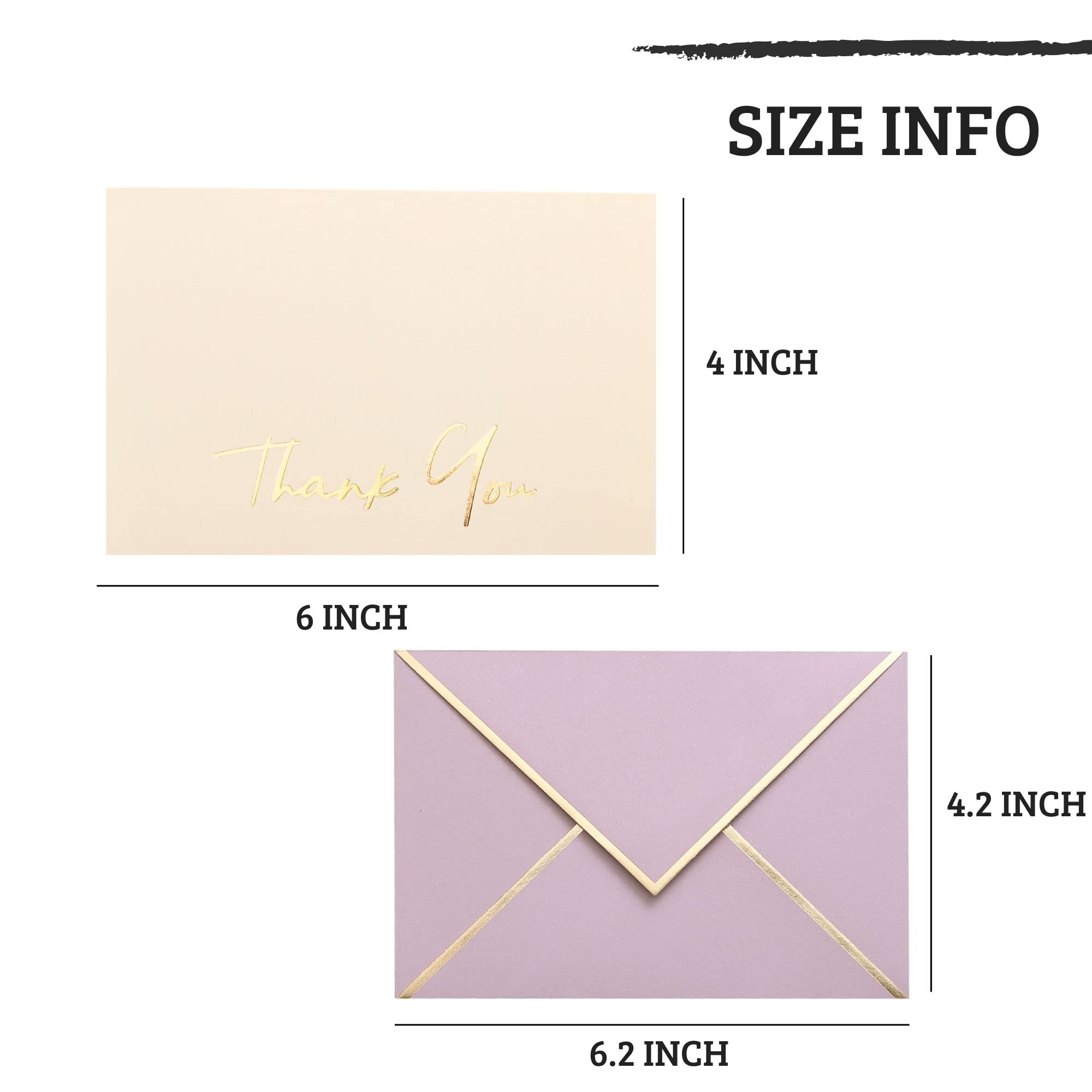 Heavy Duty Thank You Cards with Envelopes - 36 PK - Gold Thank You Notes 4x6 Inches Baby Shower Thank You Cards Wedding Thank You Cards Small Business Graduation Funeral Bridal Shower (Dusty Pink)