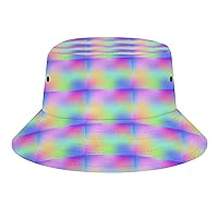 Bucket Hats for Women Rainbow Gradient Fashion Unisex Sun Protection Fashion Bucket Printed Sun Cap (Packable,Fashionable,Breathable,Comfortable,Lightweight) Outdoor Fisherman Hat for Women and Men T