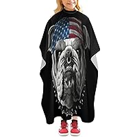 American Flag Bulldog Funny Barber Cape Professional Salon Hair Cutting Apron with Adjustable Neck for Men Women