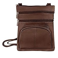 SILVERFEVER Women's Shoulder Crossbody Round RFID Pocket Small Genuine Leather Bag (Brown)