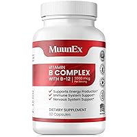 B-Complex, Vitamin B1 B2 B3 B6 B12, New Formula for Max Vitality & Sustained Energy Support,Energy Boost, Nervous System Support, with Vitamin C, Choline, Folate, 60 Capsules