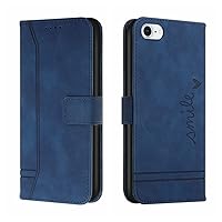 Wallet Case for iPhone 7, for iPhone 8 Case, for iPhone SE 2020 Phone Case with Kickstand Card Holder Slot Magnetic Case Luxury PU Leather Case for iPhone 7/8 / SE 2020 Smile Blue HX3