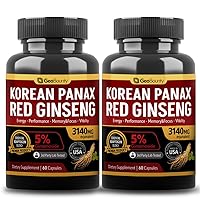 Korean Red Panax Ginseng Capsule 2 Pack, Panax Ginseng Supplements, 2 Value Pack 3140mg (Ginsenoside 5%)