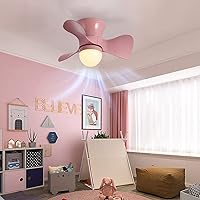 Reversible Fan with Ceiling Light and Remote Control Kids 6 Speeds Bedroom Led Dimmable Fan Ceiling Light with Timer Modern Living Roomt Ceiling Fan Light/Pink