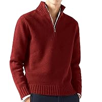 Autumn and Winter Men's Turtleneck Half-Zip Sweater Knitted Pullover Solid Color Long-Sleeved Thermal Top