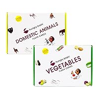 hungry brain Domesti Animals & Vegetables Flash Cards for Kids I A5 Size, 48 Flash Cards for Babies 3 Months to 6 Years I Early Learning Material to Develop Attention, Focus of Children