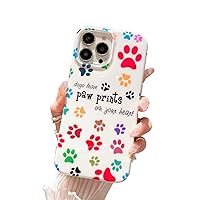 iPhone 14 Plus Case Cute Dog Paws Print Theme Design Impact Resistant Animal Pug Doggy Puppy Themed Pattern Slim Fit Drop Protection Protective Kawaii Cartoon Colorful Multicolored TPU Cover