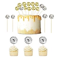 Disco Ball Cupcake Toppers - Set of 20 Mini Disco Balls, Happy Birthday Cake Topper, 1970s Disco Ball Cake Decorations for Disco Theme Party, 70s Theme Party Favor