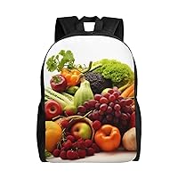 Various Vegetables and Fruit print Backpacks Waterproof Light Shoulder Bag Casual Daypack For Work Traveling Hiking