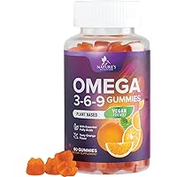 Omega 3 6 9 Gummies Vegan Essential Fatty Acid Supplement - Perilla Oil 369 Gummy - Best Plant-Based Heart Support, Non-GMO - 60 Gummies