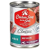 Chicken Soup for the Soul Pet Food - Classic Wet Dog Food, Beef Pate Recipe Soy Free, Corn Free, Wheat Free | Dry Dog Food Made with Real Ingredients No Artificial Flavors or Preservatives 12 Pack