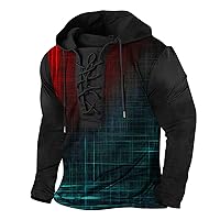 Men's Outdoor Military Tactical Hoodie Retro Distressed American Flag Print Lace Up Pullover Hooded Graphic Sweatshirt