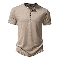 Mens Button V Neck T Shirts Casual Short Sleeve Summer Tee Slim Fitted Workout Shirt Basic Plain T-Shirt Fitness Tees