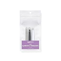 Amazon Basics Mini Eyebrow Tweezers 3-Pack, Black/White/Grey