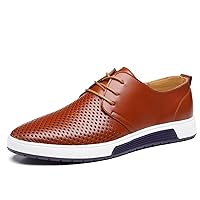 Dress Shoes Men Casual Shoes Summer Breathable Leather Holes Design Brand Flat Shoes for Men Driving Shoes Men's Boat Shoes