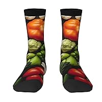 Various Vegetables Casual Socks for Women Men, Colorful Funny Novelty Crew Socks Birthday Gifts(One Size)