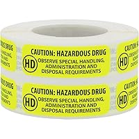 Caution: Hazardous Drug: Observe Special HANDLING, Administration and Disposal Requirements Medical Healthcare Labels, 0.5 x 1.5 Inches in Size, 500 Labels on a Roll