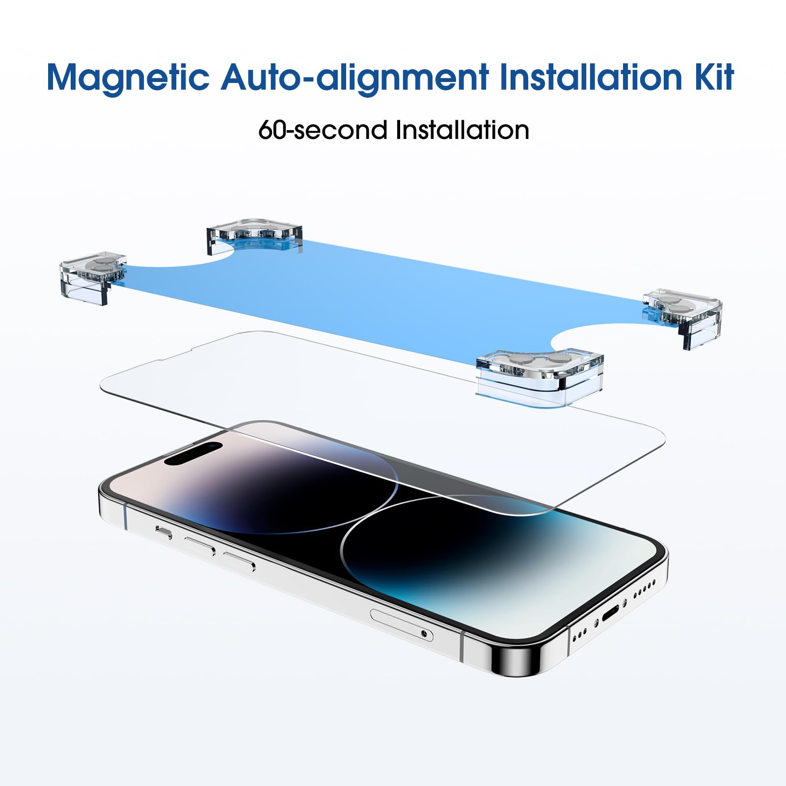 amFilm 2 Pack Magnetic OneTouch Compatible with iPhone 14 Pro Max 6.7