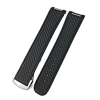 Curved 19mm 20mm 21mm Rubber Watchband Fit For Omega AT150 Seamaster 300 AQUA TERRA Diving Bracelets Black Blue Silicone Watch Strap