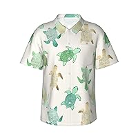 Turtle Write Men's Casual Button-Down Hawaiian Shirts â€“ Funky Tropical Summer Outfits â€“ Retro Printed Beach Wear for Men
