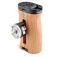 Right/Left Rosette Handle Wooden Handle Side Grip with M6 Thread Rosette Standard Accessory, Cold Shoe,Up and Down Adjustable for DSLR/Movie Camera Cage for Shoulder Support Rig