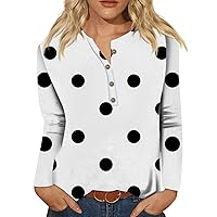 Button Down Shirts for Women Long Sleeve Crew Neck Fashion Tops Loose Fit Comfy T-Shirt Daily Workout Sweatshirt