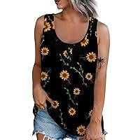Summer Outfits for Women 2024 Scoop-Neck Button Down Sleeveless Floral Printed Shirts Casual Crop Tops
