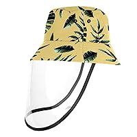 Beige Leaf Autumn Fall Outdoor Cap with Face Shield Sun Protection Fisherman Hats Windproof Dustproof UV Protective Hat for Boys & Girls, 22.6 Inch