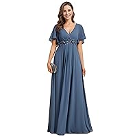 Ever-Pretty Women's Mother's Dress Chiffon V Neck A Line Appliques Waist Formal Dresses 01960