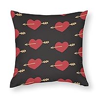 Throw Pillow Covers Red Love Hearts with Arrow Valentines Day Black Smooth Soft Comfortable Polyester Pillowcase Cushion Cover with Hidden Zipper for Wedding Birthday Gift Couch Sofa Bedroom，20